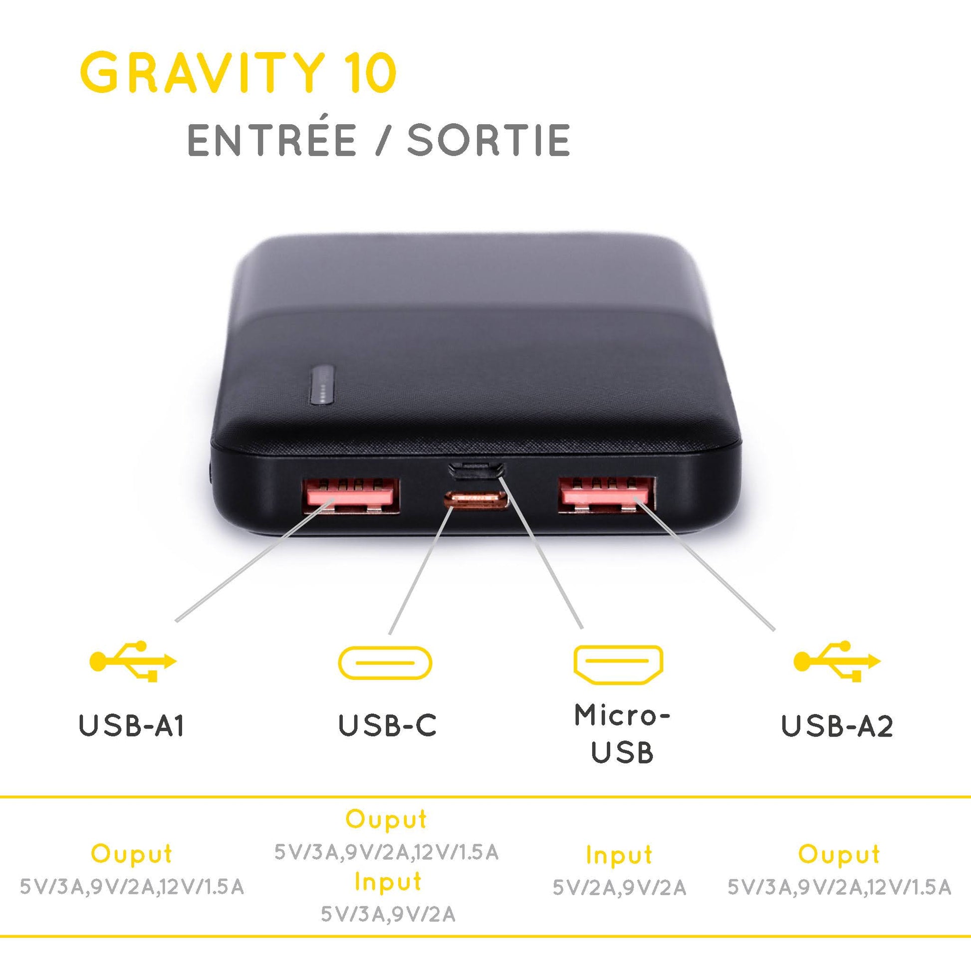 Gravity 10'000 mAh - Batterie Externe Puissante